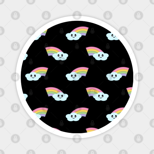 Kawaii Cute Rainbow Pattern in Black Magnet by Kelly Gigi